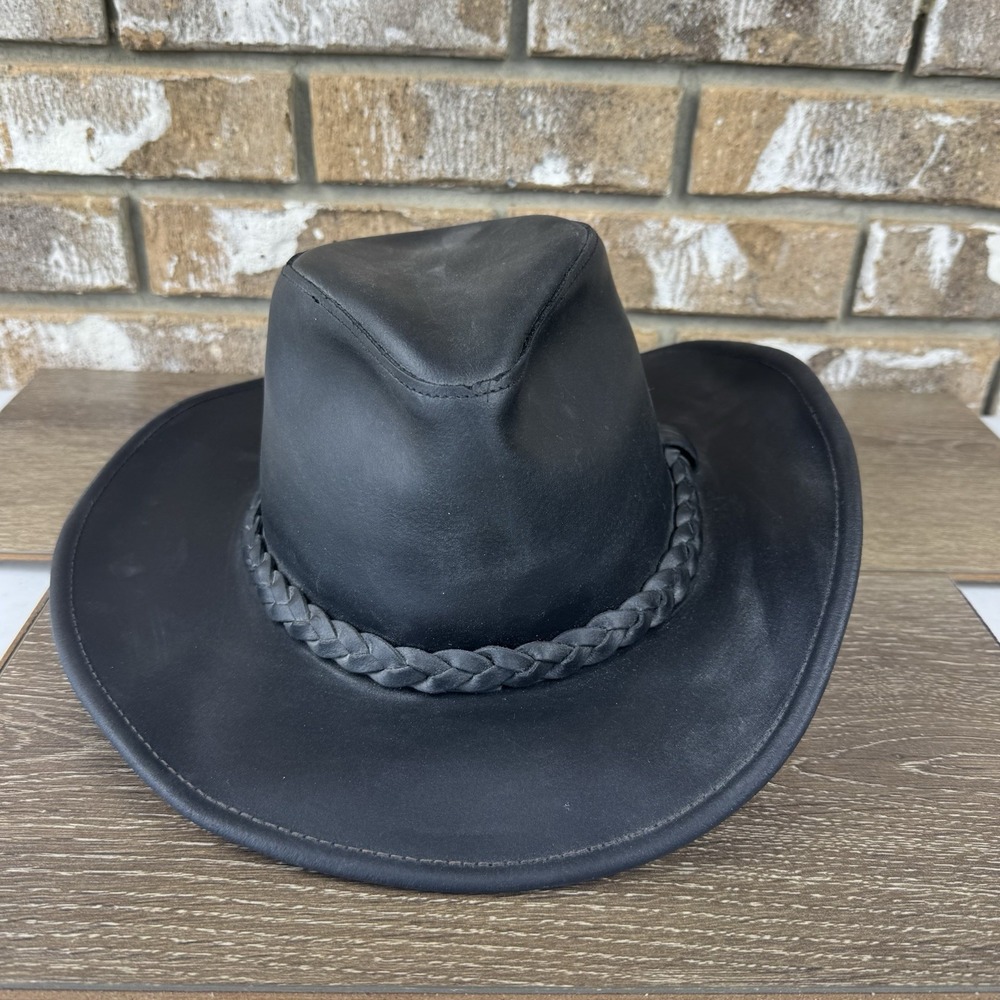 Henschel Hat Co. Men's Black Suede Leather Western dude cowboy hat Sz XL